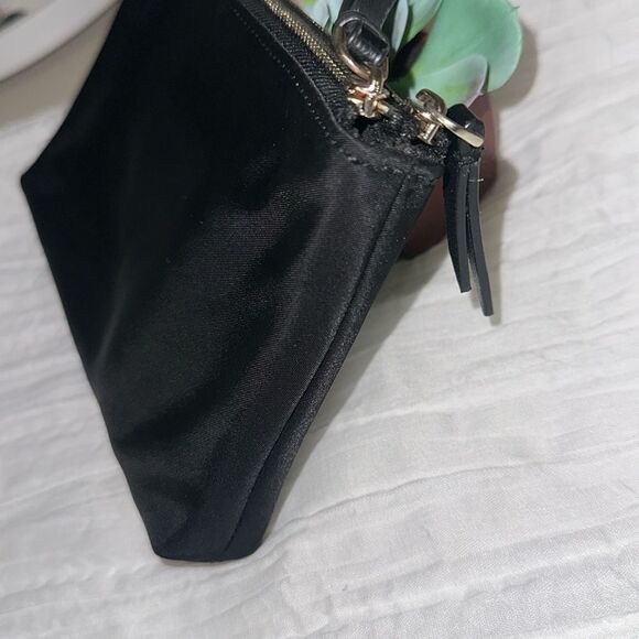 kate spade Black Gold Double Compartment Zip Nylon Clutch